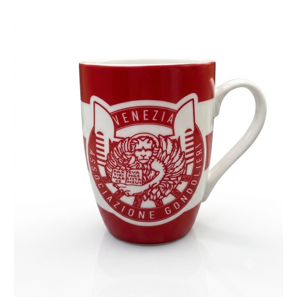 Venezia Associazione Gondolieri Red White Ceramic Coffee Mug Venice Lion Mark